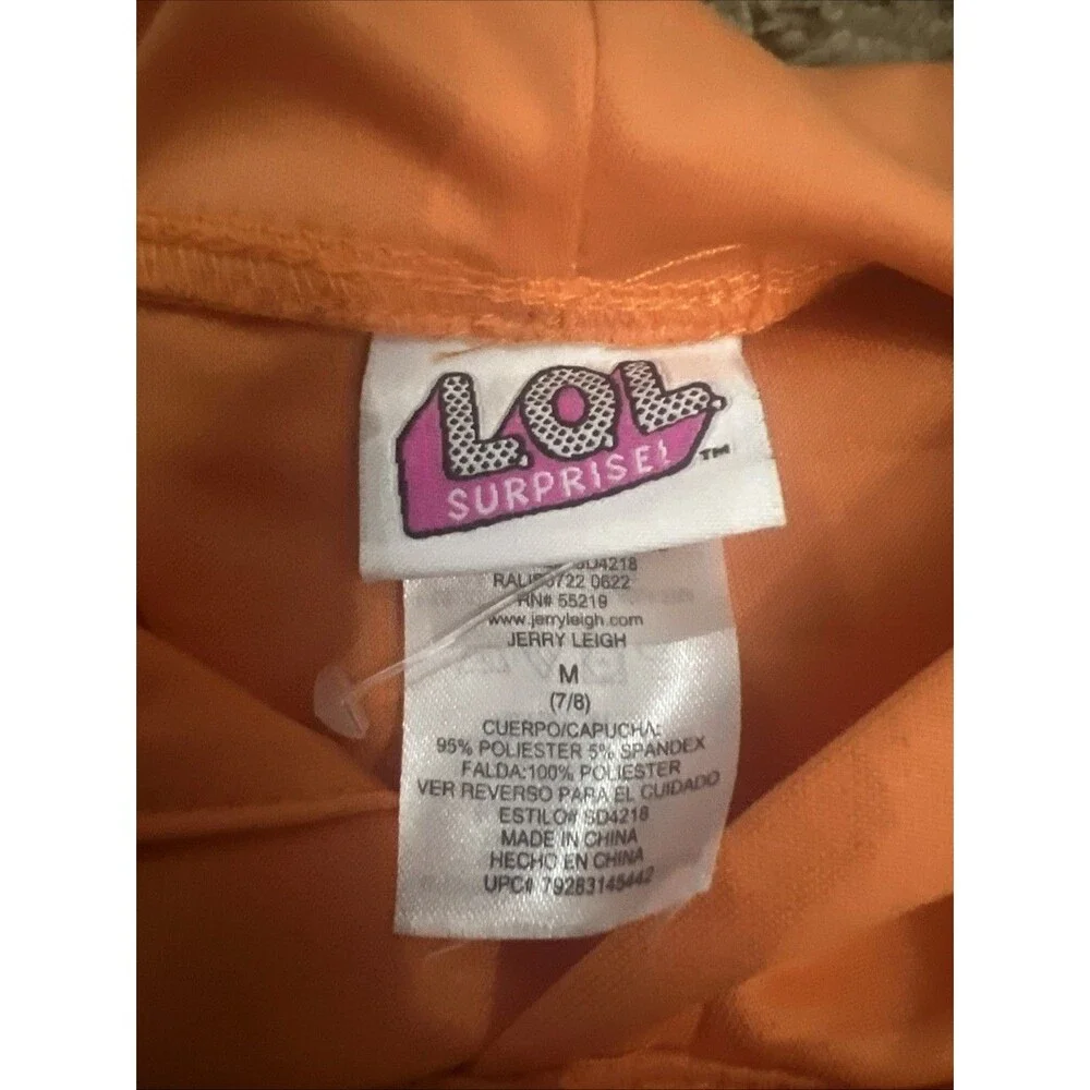 LOL! Surprise Halloween Costume Dress Hoodie w/Ears Tulle 7/8 Orange Black - Picture 3 of 5